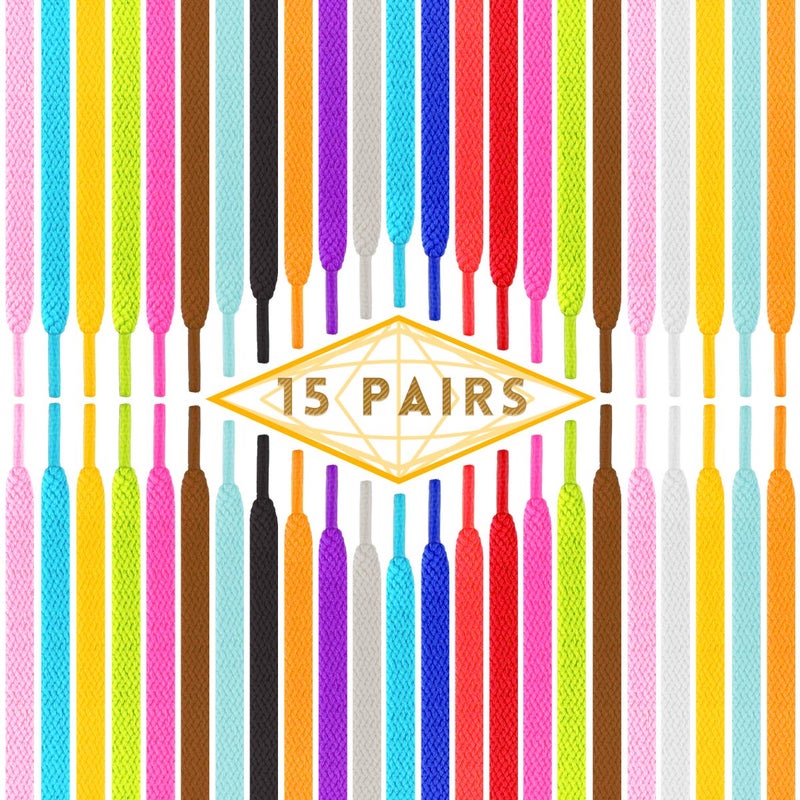 ISUSSER 15 Pairs 45" Flat Coloured Athletic Shoe Laces for Sneakers Skate Shoes Boots and Sport Shoes - Image 3